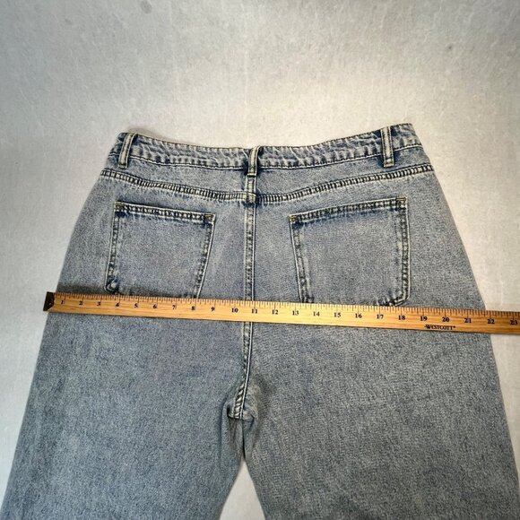 Pearl Embellished Light Wash High-Waisted Denim Jeans XLarge - Picture 5 of 8